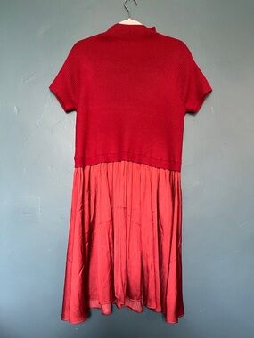 Anthropologie Thea Twofer Sweater Short Sleeve Mini Edition Red plus size 2X